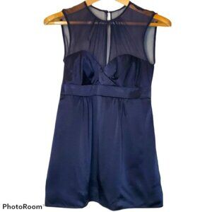 Anthro - Nanette Lepore, Navy Silk & Sheer Sleeveless Top, size 2